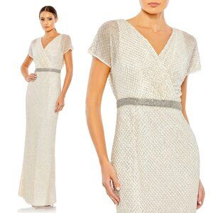 MAC DUGGAL | BEADED BUTTERFLY SLEEVE COLUMN GOWN 93678